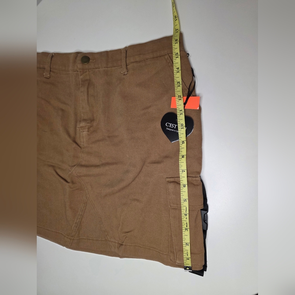 NWT C'est Toi Large Womens Cargo Khaki Mini Skirt Utility Style - Picture 10 of 10